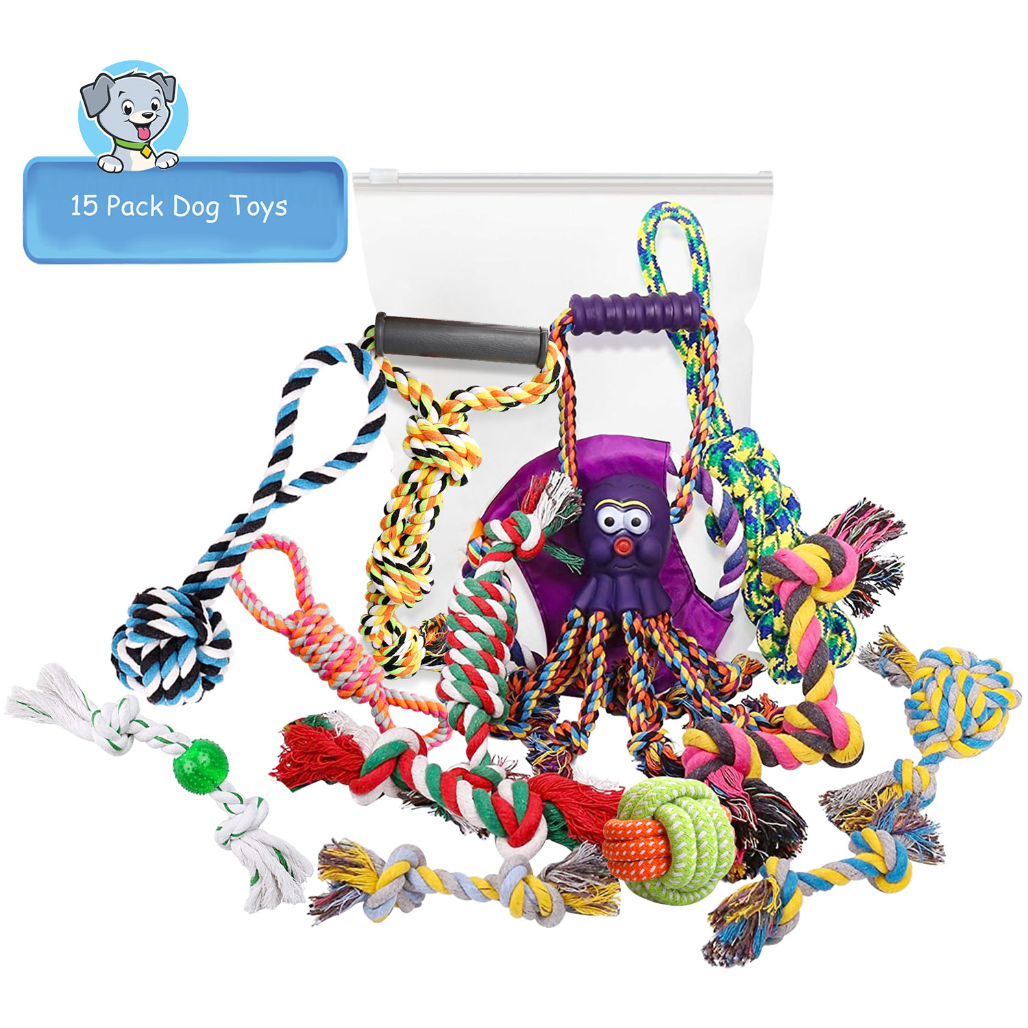 018  15 PACK DOG CHEW TOYS SET